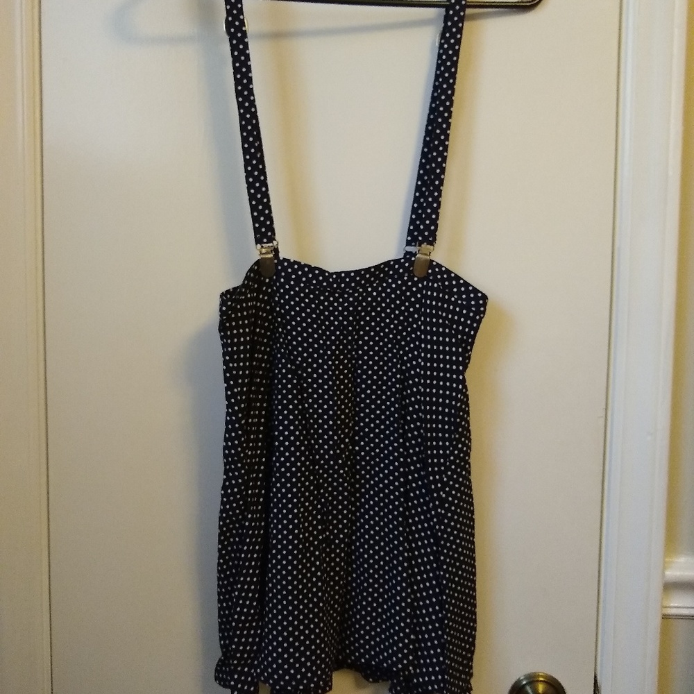 Navy overall skirt with suspenders NWT